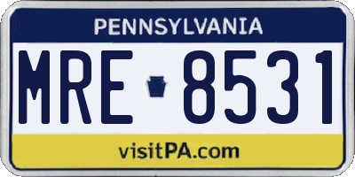 PA license plate MRE8531