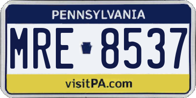 PA license plate MRE8537