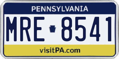 PA license plate MRE8541