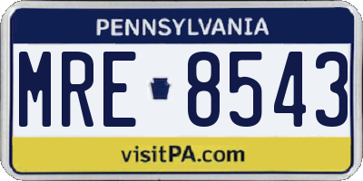 PA license plate MRE8543