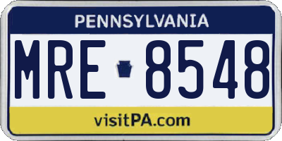 PA license plate MRE8548