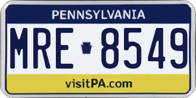 PA license plate MRE8549