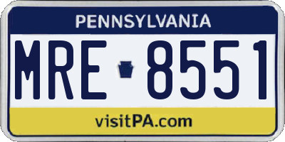 PA license plate MRE8551