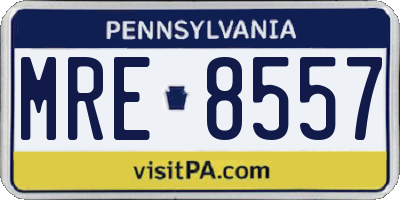 PA license plate MRE8557
