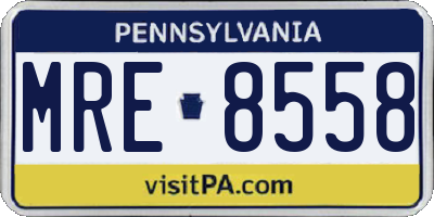 PA license plate MRE8558