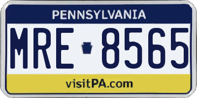 PA license plate MRE8565