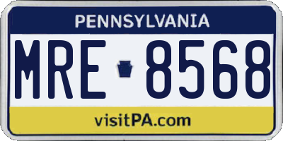 PA license plate MRE8568