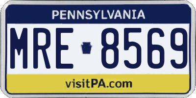 PA license plate MRE8569