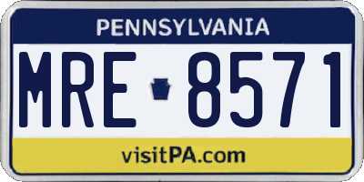 PA license plate MRE8571