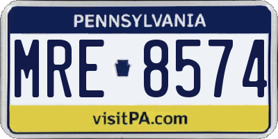 PA license plate MRE8574