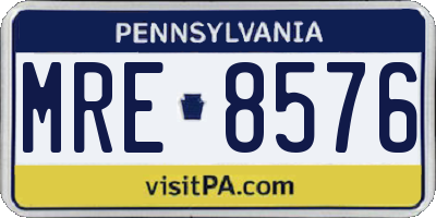 PA license plate MRE8576