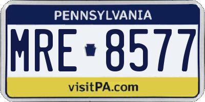 PA license plate MRE8577