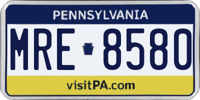 PA license plate MRE8580