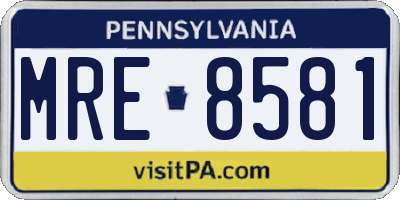 PA license plate MRE8581