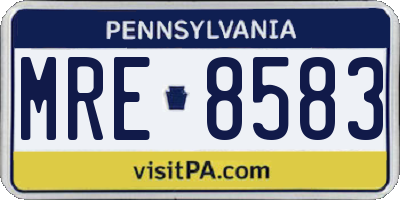 PA license plate MRE8583