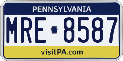 PA license plate MRE8587