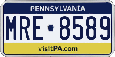 PA license plate MRE8589