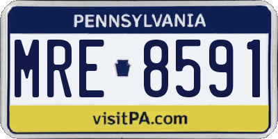PA license plate MRE8591