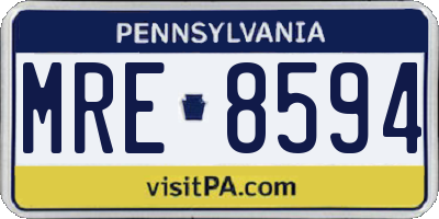 PA license plate MRE8594