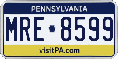 PA license plate MRE8599