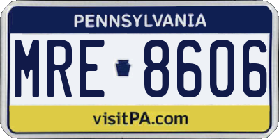 PA license plate MRE8606