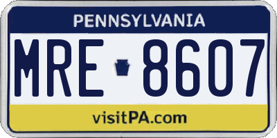 PA license plate MRE8607