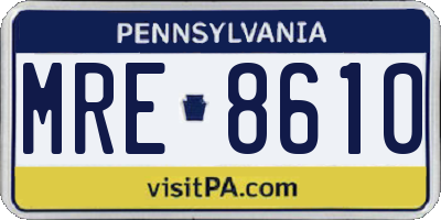 PA license plate MRE8610