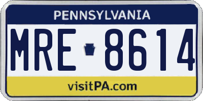 PA license plate MRE8614