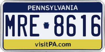 PA license plate MRE8616