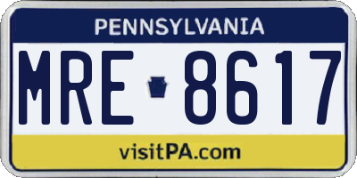 PA license plate MRE8617