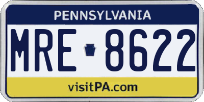 PA license plate MRE8622