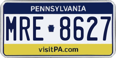PA license plate MRE8627
