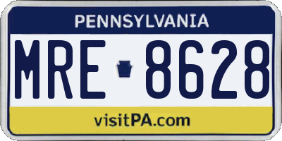 PA license plate MRE8628