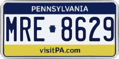 PA license plate MRE8629