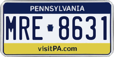 PA license plate MRE8631