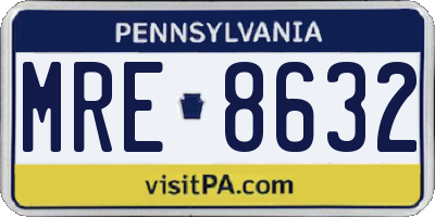 PA license plate MRE8632