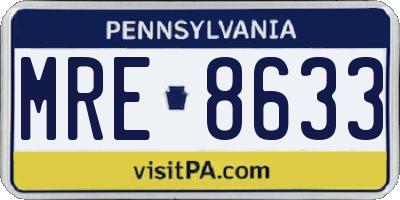 PA license plate MRE8633