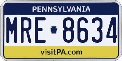 PA license plate MRE8634