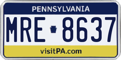 PA license plate MRE8637