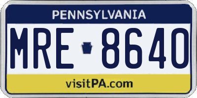 PA license plate MRE8640