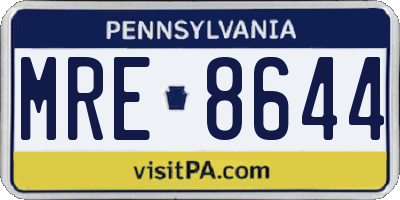 PA license plate MRE8644