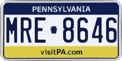 PA license plate MRE8646