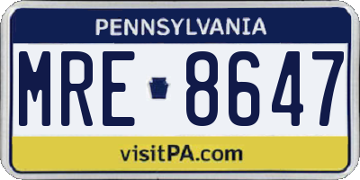 PA license plate MRE8647