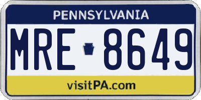 PA license plate MRE8649