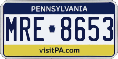 PA license plate MRE8653