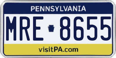 PA license plate MRE8655
