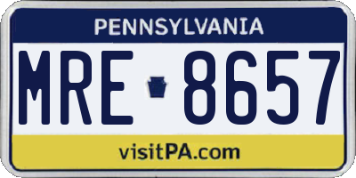 PA license plate MRE8657