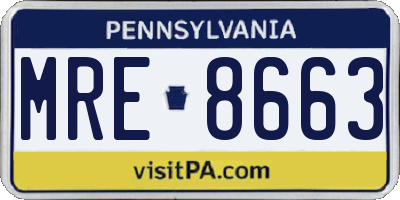 PA license plate MRE8663