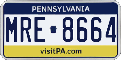 PA license plate MRE8664
