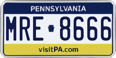 PA license plate MRE8666